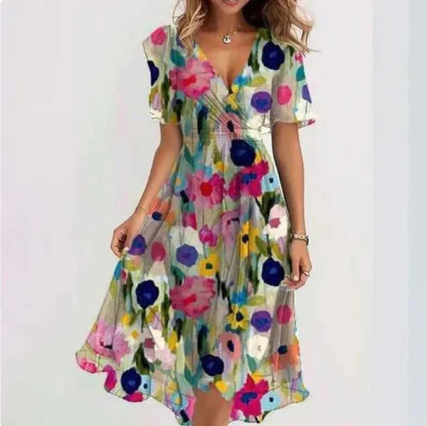 Aelora | Vestido Midi De Chiffón Con Caída Suelta