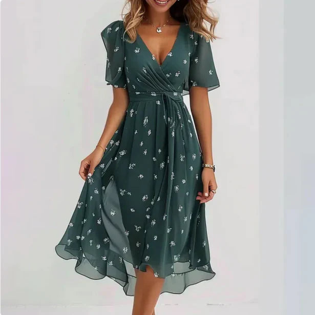 Aelora | Vestido Midi De Chiffón Con Caída Suelta