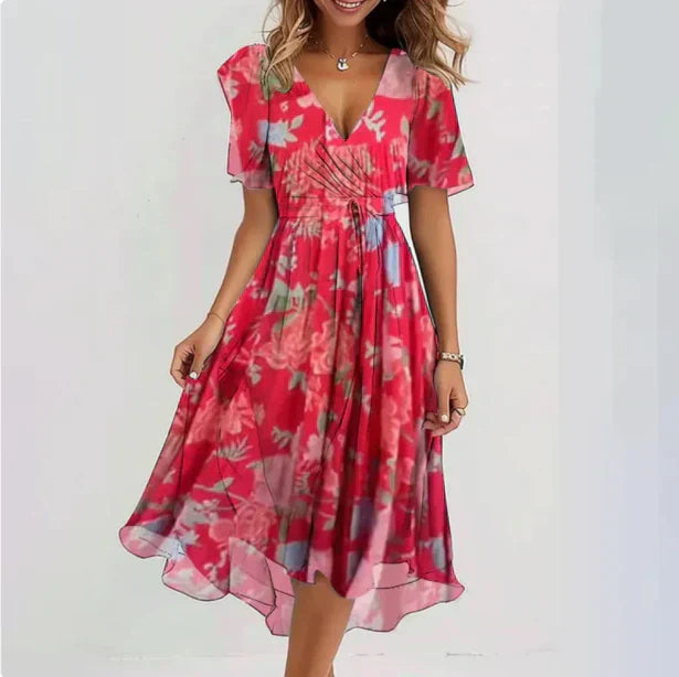 Aelora | Vestido Midi De Chiffón Con Caída Suelta