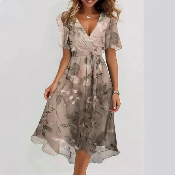 Aelora | Vestido Midi De Chiffón Con Caída Suelta