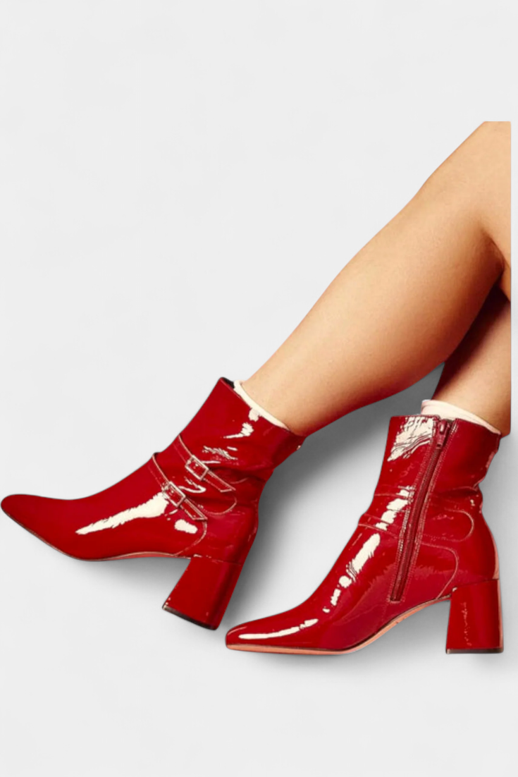 Clara | Botas Rojas Con Tacón Grueso