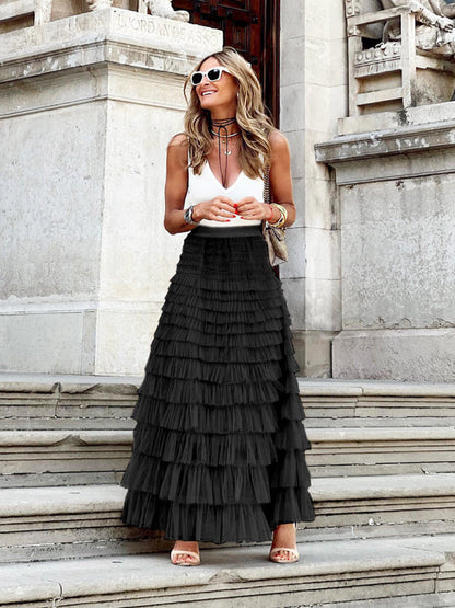 Averie | Maxi Falda De Tul En Capas