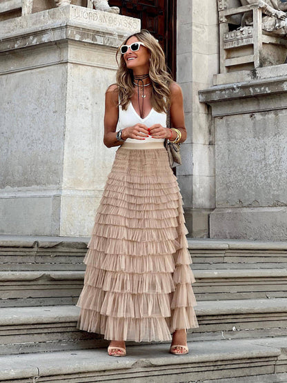 Averie | Maxi Falda De Tul En Capas
