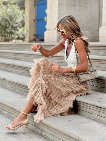 Averie | Maxi Falda De Tul En Capas