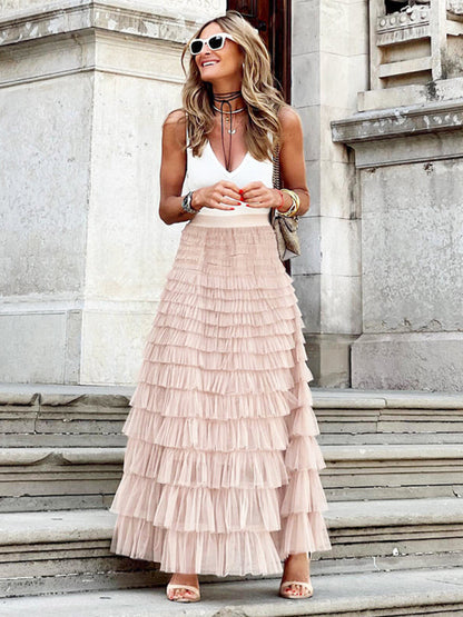 Averie | Maxi Falda De Tul En Capas