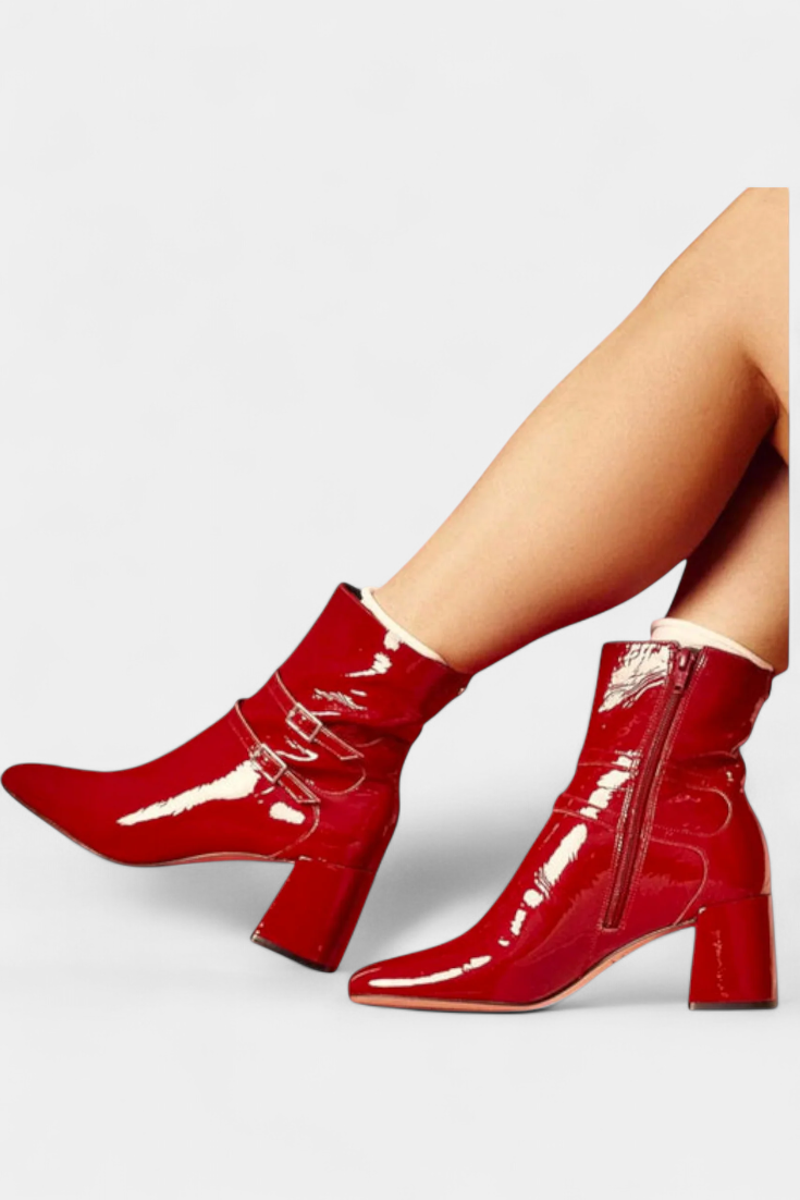 Clara | Botas Rojas Con Tacón Grueso