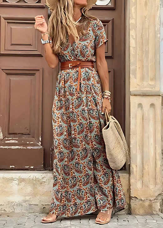 Carmen | Vestido Largo Bohemio Con Cintura Fruncida