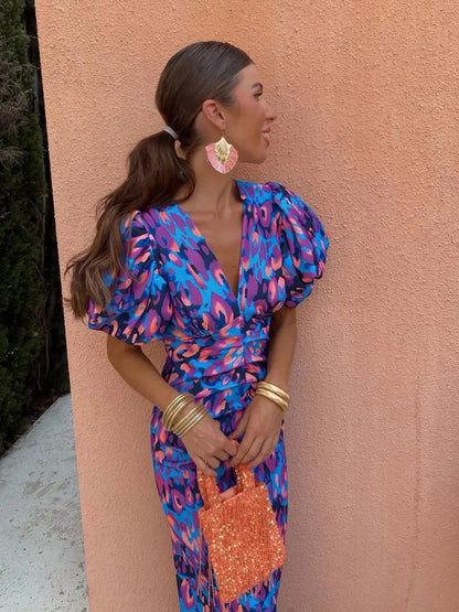 Ayla Ray | Vestido Midi Con Mangas Abullonadas Y Detalle Cut-Out