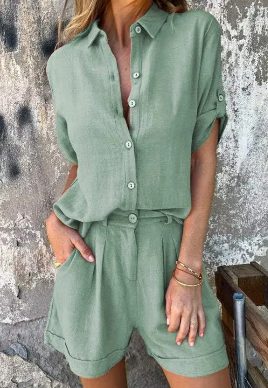 Lumith | Conjunto De Lino Fresco Con Camisa Y Shorts