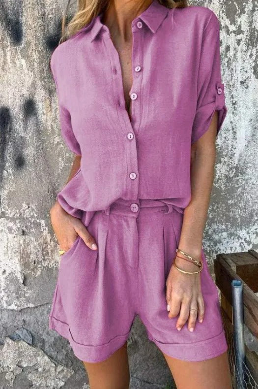 Lumith | Conjunto De Lino Fresco Con Camisa Y Shorts