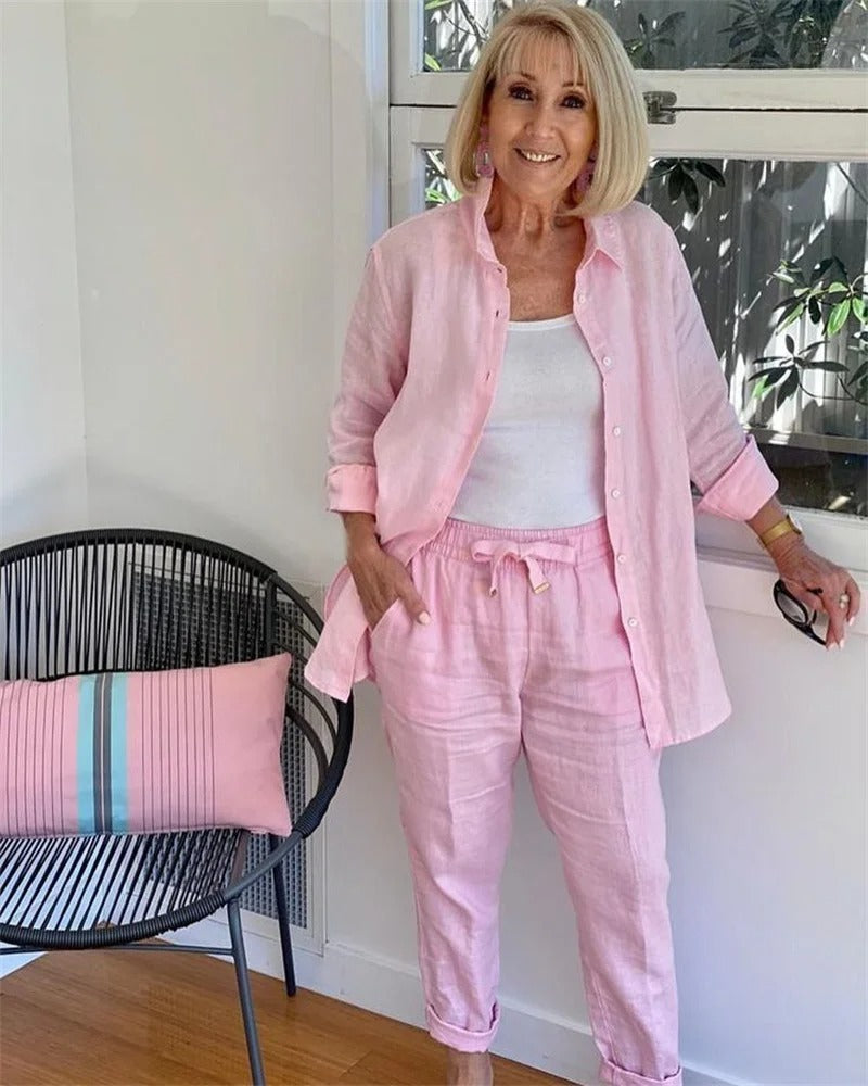 Santina | Conjunto De Lino De Verano Con Top Y Pantalón Corto
