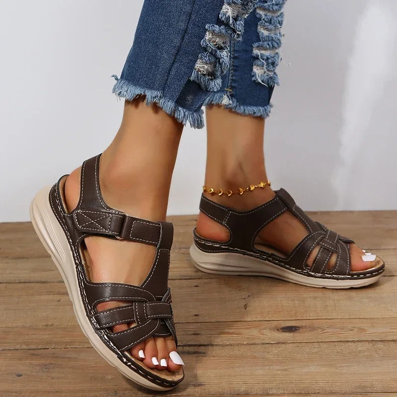Iralia | Sandalias Ortopédicas De Cuero Con Plantilla Anatómica Para Mujer