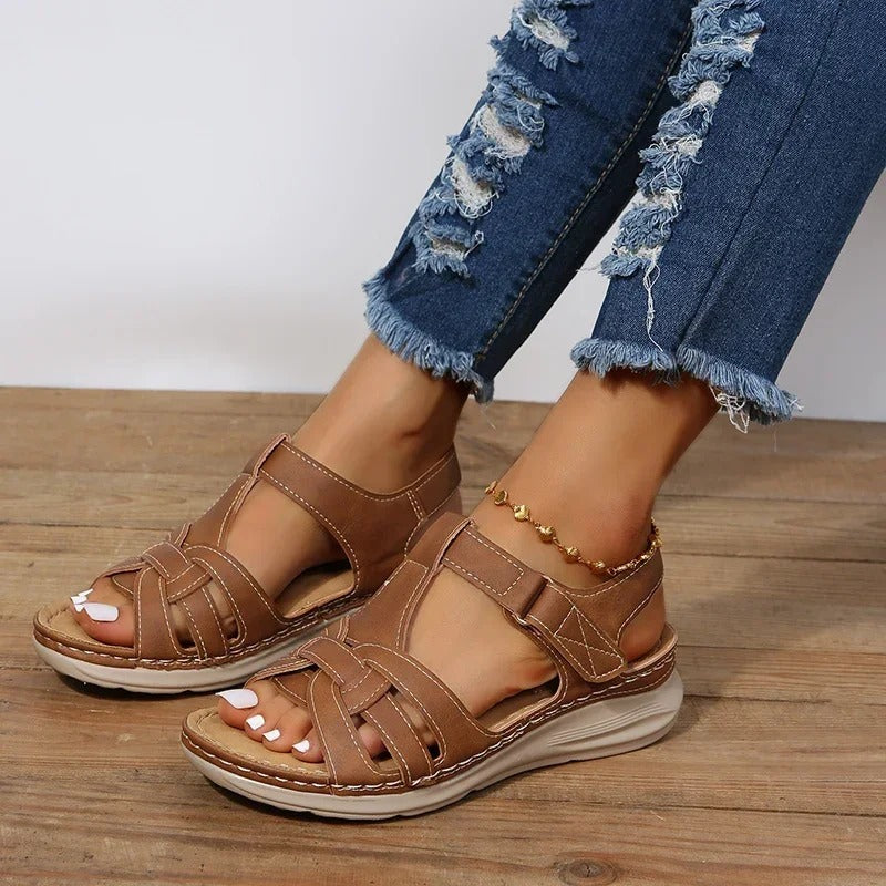 Iralia | Sandalias Ortopédicas De Cuero Con Plantilla Anatómica Para Mujer