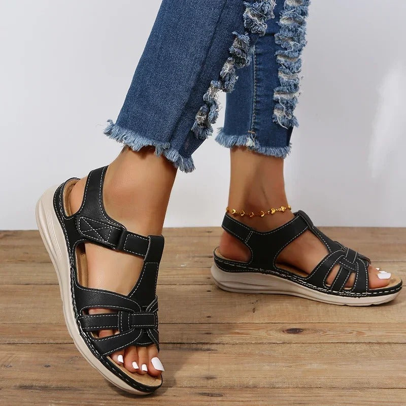 Iralia | Sandalias Ortopédicas De Cuero Con Plantilla Anatómica Para Mujer
