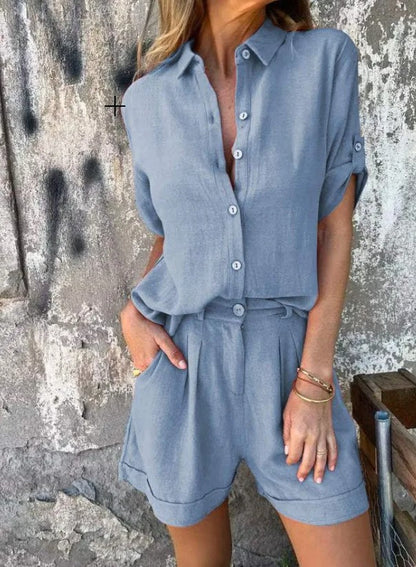 Lumith | Conjunto De Lino Fresco Con Camisa Y Shorts
