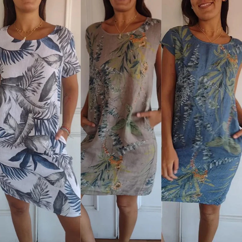 Naia | Vestido Corto Fluido Estampado De Hojas