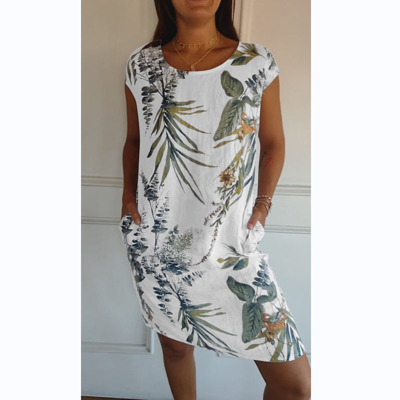 Naia | Vestido Corto Fluido Estampado De Hojas