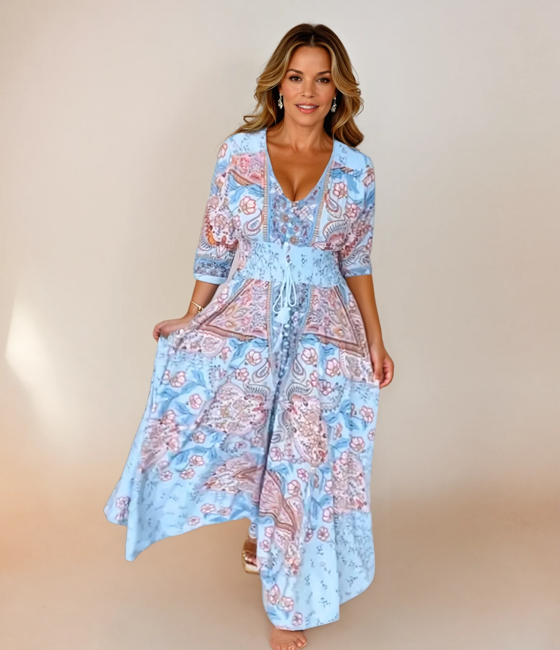Marga | Vestido Elegante De Verano Con Escote En V