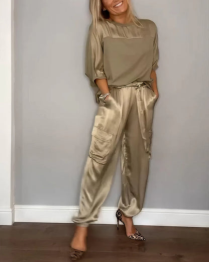 Valeria | Conjunto Satén Dos Piezas Elegante