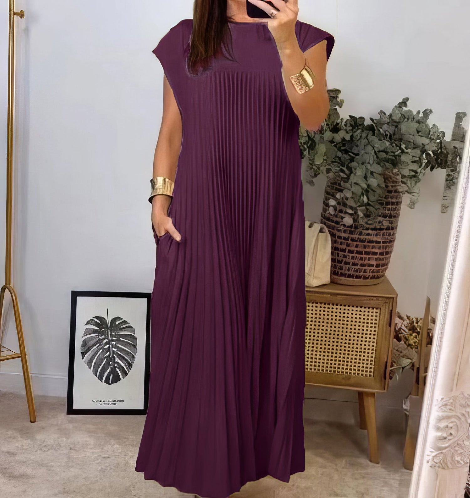 Clara | Vestido Plisado Sencillo Sin Mangas