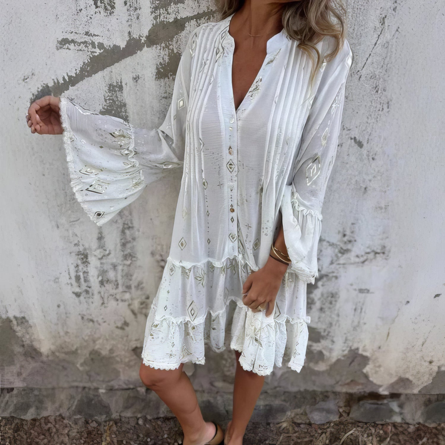 Isabel | Vestido Cómodo Con Escote En V Y Estampado