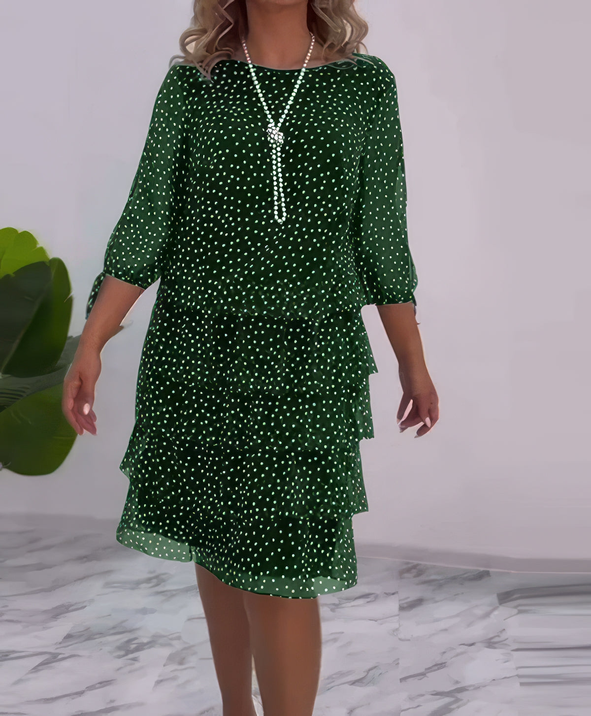 Clara | Vestido Casual Con Estampado Y Capas