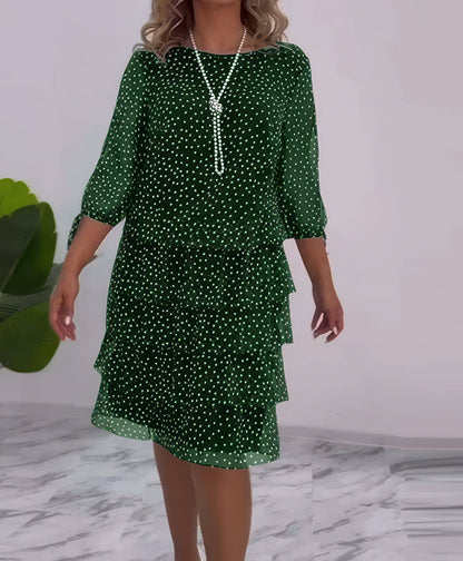 Clara | Vestido Casual Con Estampado Y Capas
