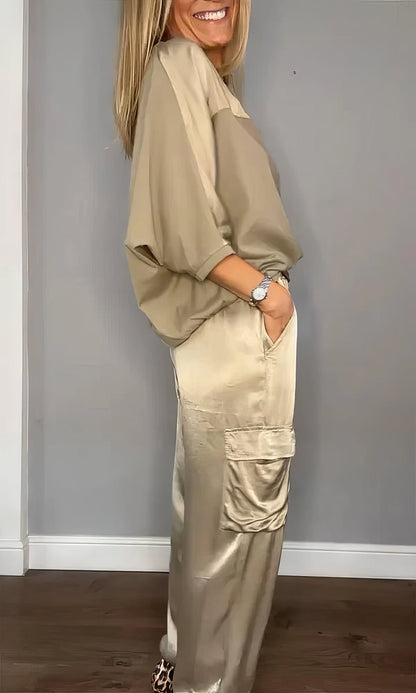 Valeria | Conjunto Satén Dos Piezas Elegante