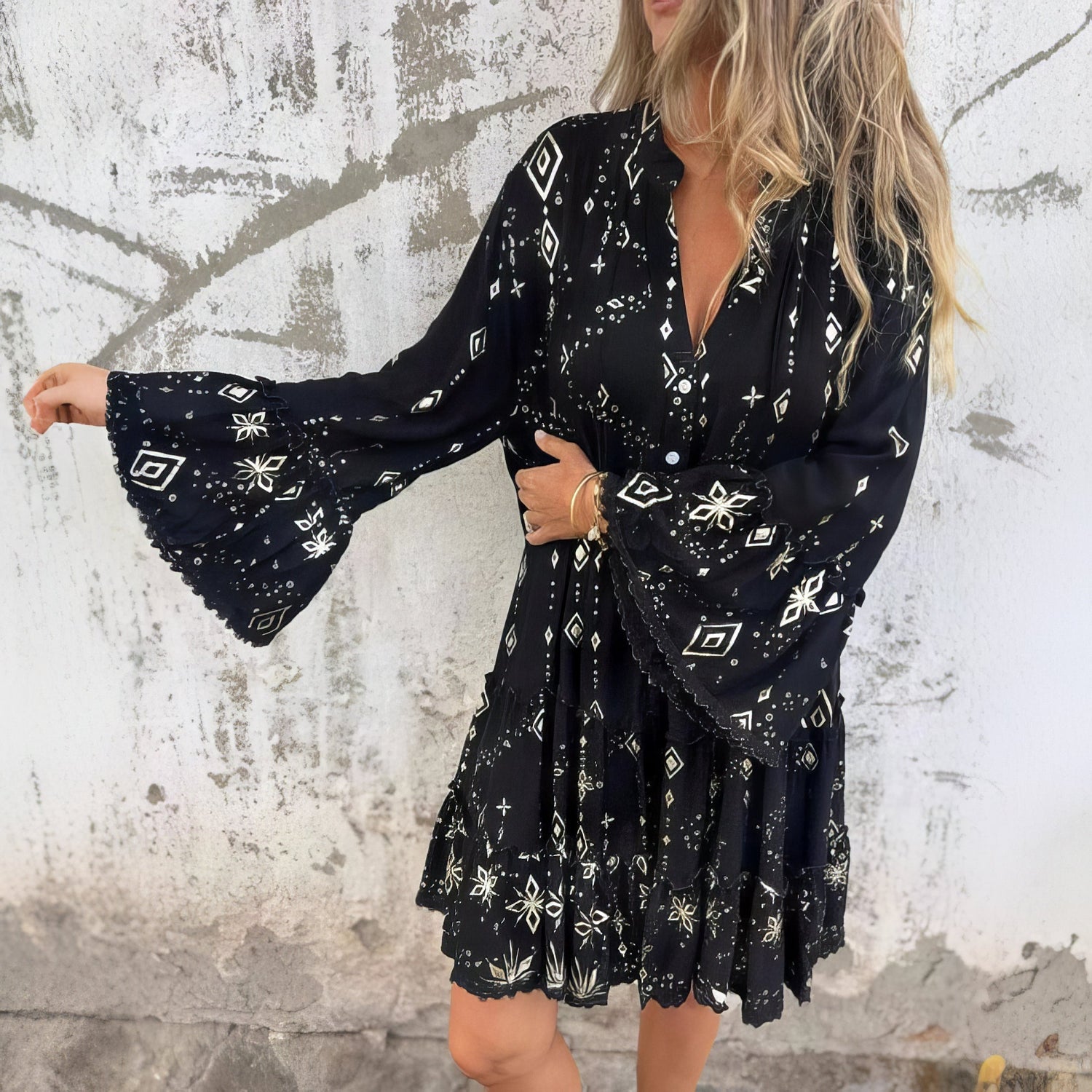 Isabel | Vestido Cómodo Con Escote En V Y Estampado